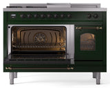 Nostalgie II 48 Inch Dual Fuel Natural Gas Freestanding Range in Emerald Green with Bronze Trim