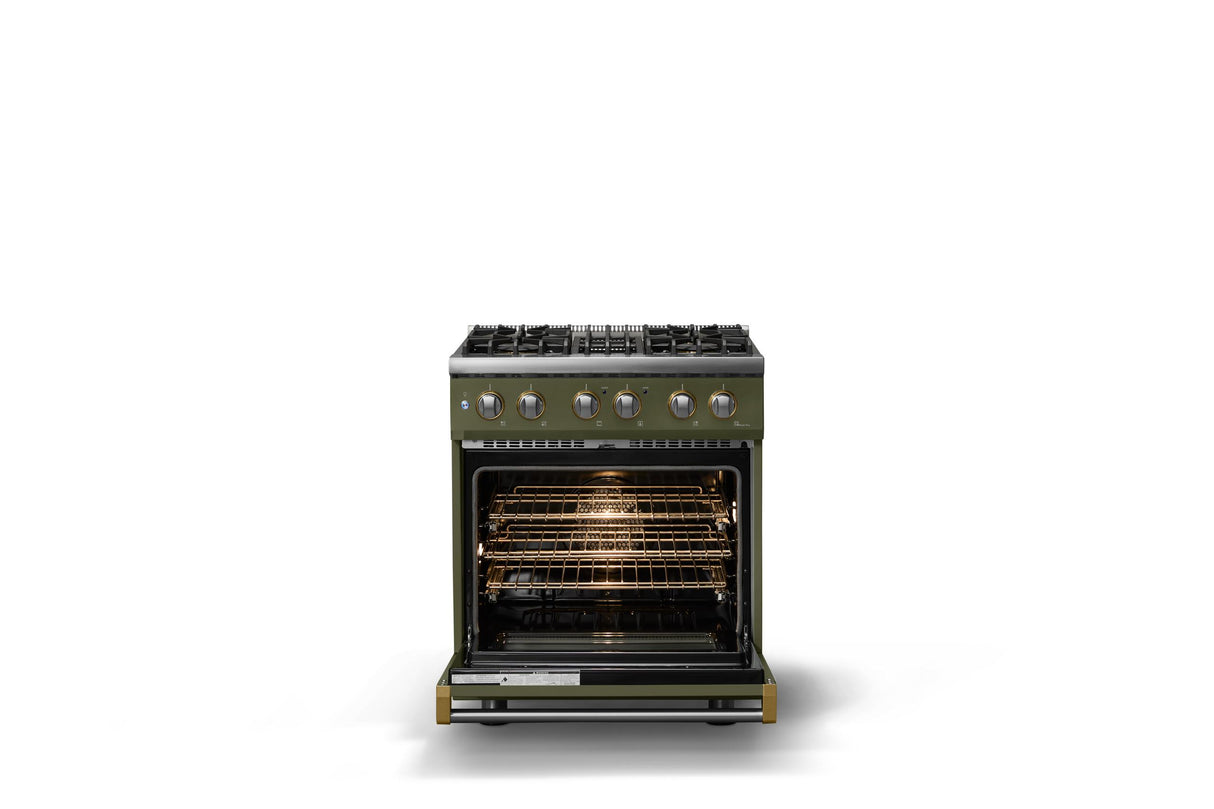 30"W. Dual Fuel Range (Finish: Martini, Trim: Polished Chrome, Fuel: Propane)