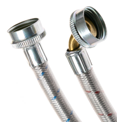 UNIVERSAL 6 FT STAINLESS STEEL WASHING MACHINE HOSES WITH 90 DEGREE ELBOW