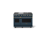 48"W. Sealed Burner Gas Range (Burner: 6g, Finish: Squall, Trim: Brushed Brass, Fuel: Propane)