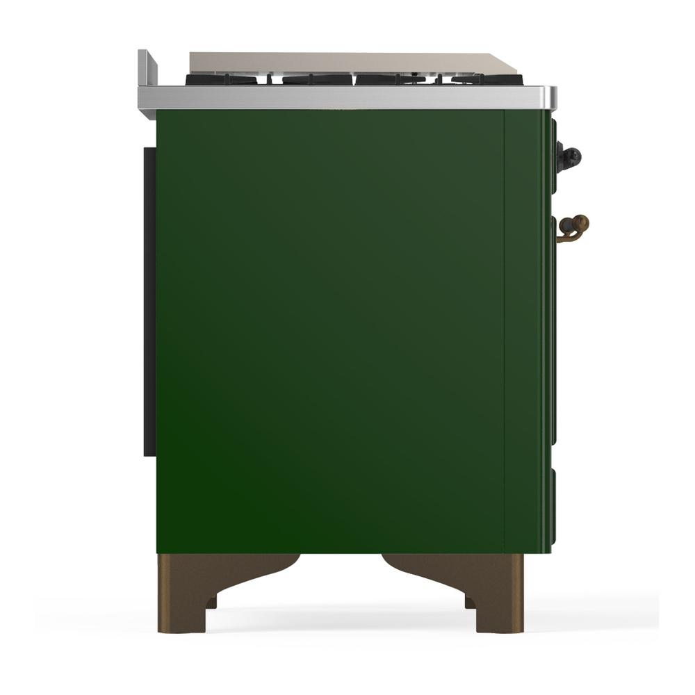 ILVE UM36FNR3EGBLP Majestic III 36 inch Dual Fuel Range with 6 Black Brass Burners and Griddle, Dual Function Burner up to 25,000 BTU (Triple Glass Door, Emerald Green, Burnished, Liquid Propane)