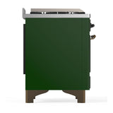 ILVE UM36FNR3EGBLP Majestic III 36 inch Dual Fuel Range with 6 Black Brass Burners and Griddle, Dual Function Burner up to 25,000 BTU (Triple Glass Door, Emerald Green, Burnished, Liquid Propane)
