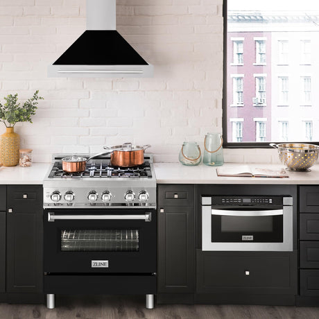 ZLINE 30 in. Convertible Stainless Steel Range Hood with Stainless Steel Handle (KB4STX-30) [Color: Black Matte]
