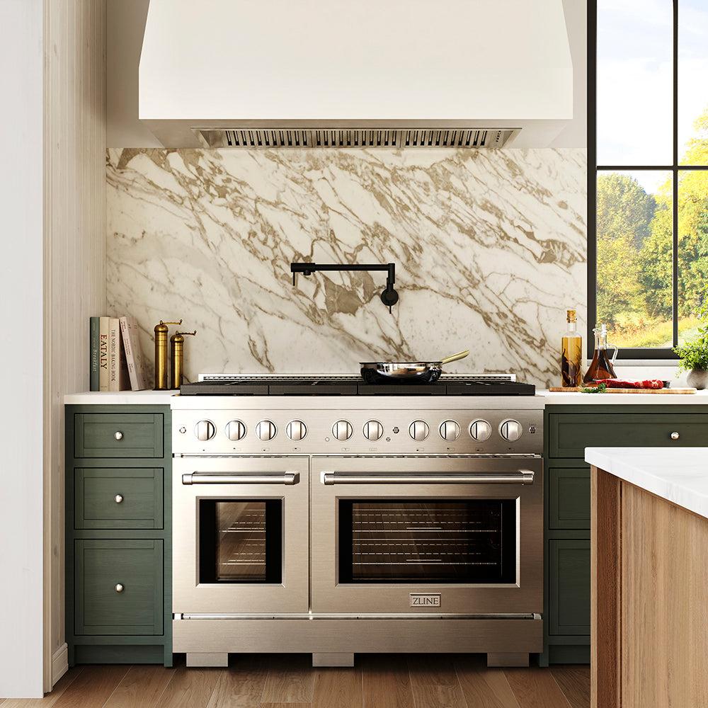 ZLINE 48 in. 6.7 cu. ft. Paramount Dual Fuel Range with 8 Burner DuoPro? Cooktop and Dual Ovens in Stainless Steel (PSDR48)