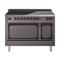 ILVE UNI486QNMPMGB Nostalgie II Noblesse 48 inch Induction Range (Solid Door, Graphite Matte, Burnished)