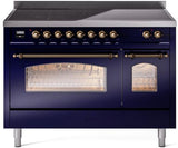 Nostalgie II 48 Inch Electric Freestanding Range in Blue with Bronze Trim