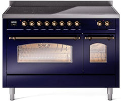 Nostalgie II 48 Inch Electric Freestanding Range in Blue with Bronze Trim