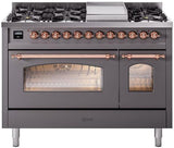 Nostalgie II 48 Inch Dual Fuel Liquid Propane Freestanding Range in Matte Graphite with Copper Trim