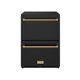 24 Inch Undercounter Built-in or Freestanding Drawer Refrigerator - Black/bronze  Gordon Ramsay Series