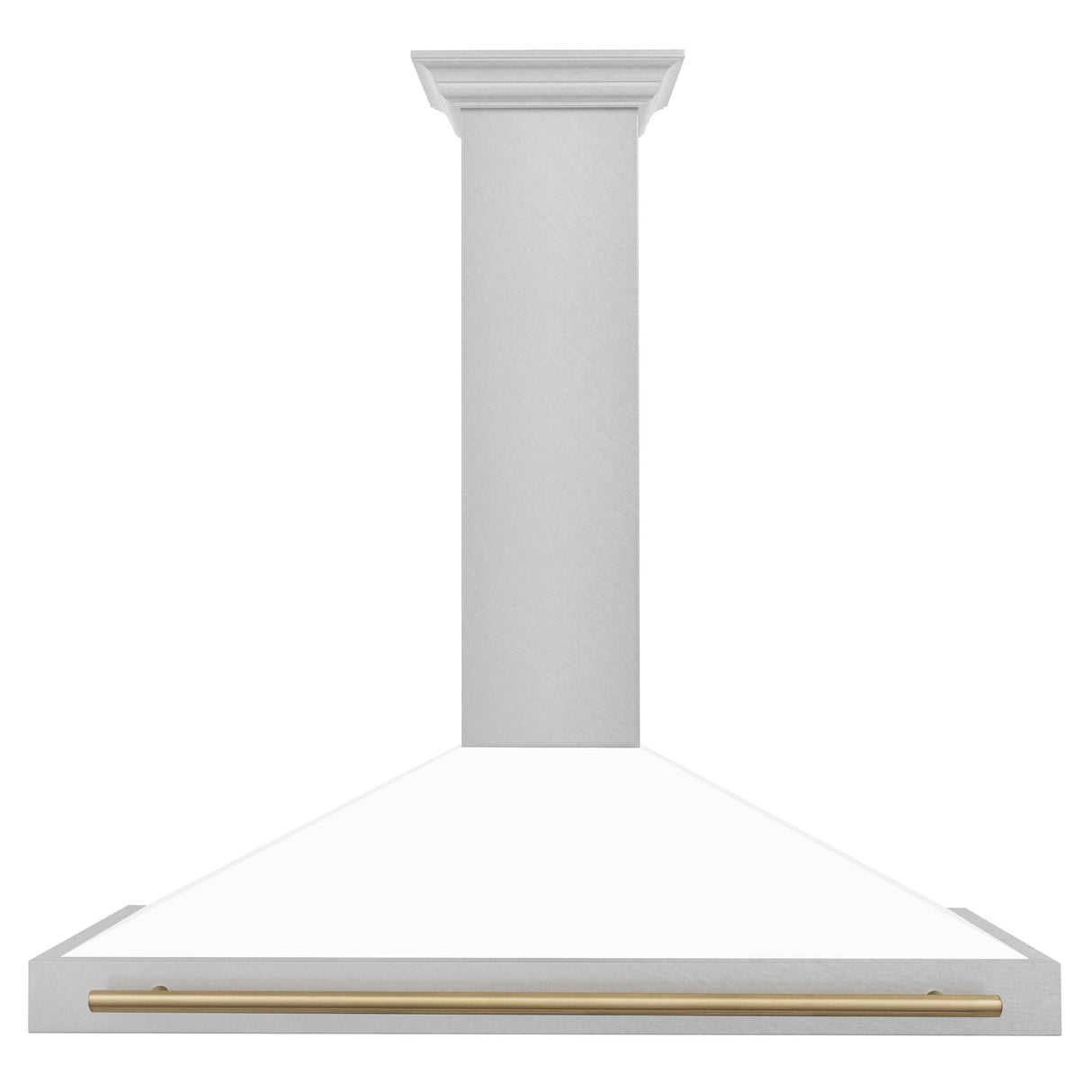 ZLINE 48 in. Autograph Edition DuraSnow Stainless Steel Range Hood with White Matte Shell and Accented Handles (KB4SNZ-WM48) [Color: Champagne Bronze Accents]