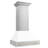 ZLINE 30 in. Autograph Edition Stainless Steel Range Hood with White Matte Shell and Accents (8654STZ-WM30) [Color: Gold]