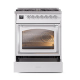 ILVE UN30NMPWHC Nostalgie II Noblesse 30 inch Dual Fuel Range (Natural Gas, Triple Glass Door, White, Chrome)