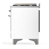 ILVE UM36FQNR3WHC Majestic III 36 inch Dual Fuel Range with 6 Black Brass Burners and Griddle, Dual Function Burner up to 25,000 BTU (Solid Door, White, Chrome, Natural Gas)