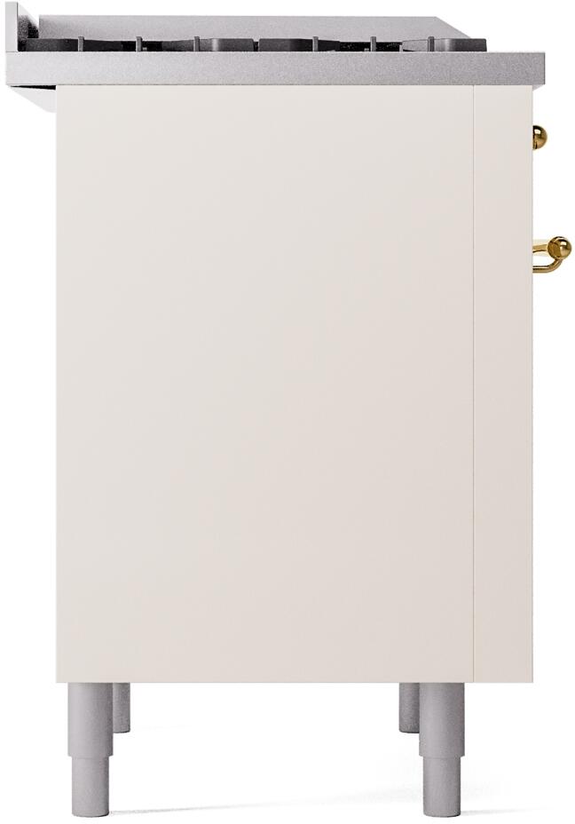 Nostalgie II 36 Inch Dual Fuel Liquid Propane Freestanding Range in Antique White with Brass Trim