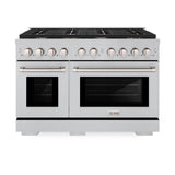 ZLINE 48 in. 6.7 cu. ft. Double Oven Gas Range in DuraSnow' Stainless Steel with 8 Brass Burners (SGRS-BR-48)