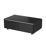 Forno Evoluto Tavolo 51-Inch Black Smart Coffee Table - Dual Refrigerator Drawers, Bluetooth 5.0 Audio, Wireless Charging & RGB Ambient Light