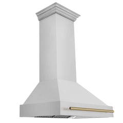 36 in. ZLINE Autograph Edition Stainless Steel Range Hood with Stainless Steel Shell and Handle (8654STZ-36) [Color: Champagne Bronze]
