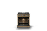 30"W. Dual Fuel Range (Finish: Golden Hour, Trim: Polished Chrome, Fuel: Natural Gas)