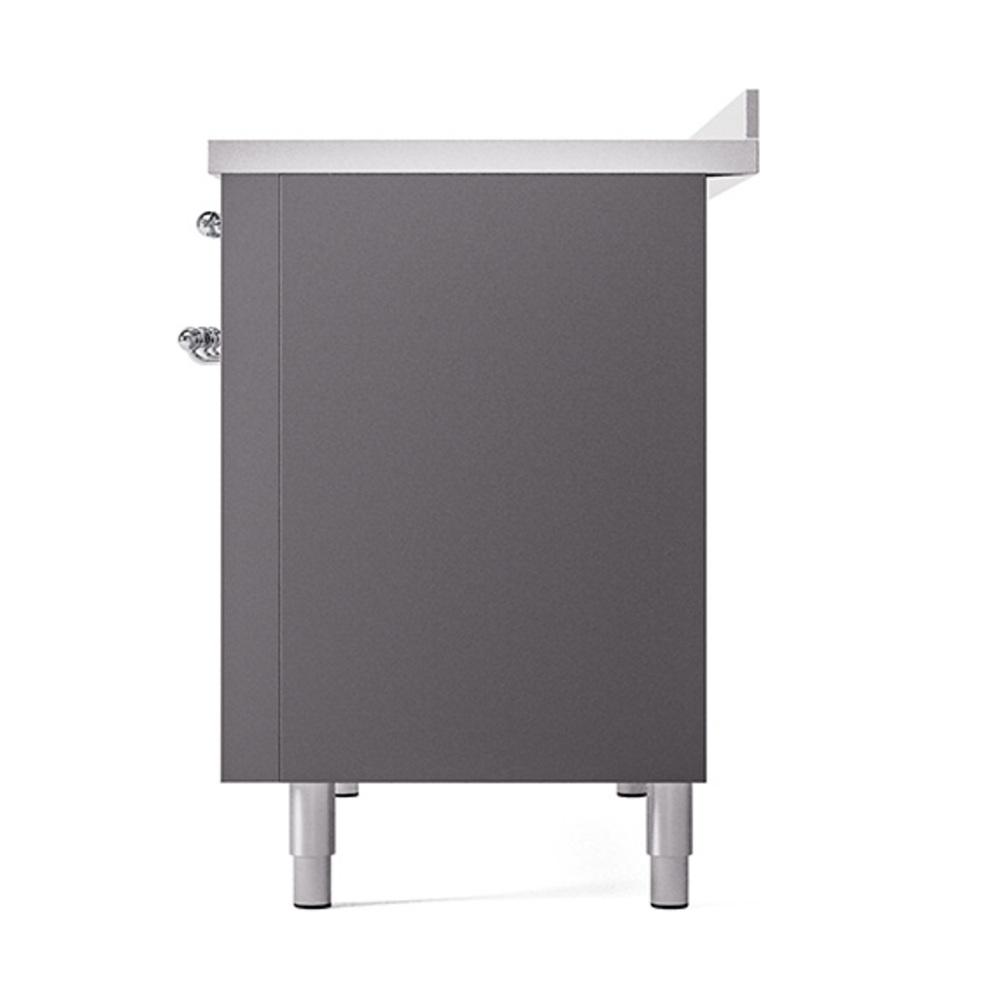 ILVE UNI486QNMPMGC Nostalgie II Noblesse 48 inch Induction Range (Solid Door, Graphite Matte, Chrome)