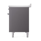 ILVE UNI486QNMPMGC Nostalgie II Noblesse 48 inch Induction Range (Solid Door, Graphite Matte, Chrome)