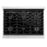ZLINE Autograph Edition 36 in. 5.2 cu. ft. 6 Burner Gas Range with Convection Gas Oven in DuraSnow' Stainless Steel with White Matte Door and Champagne Bronze Accents (SGRSZ-WM-36-CB)