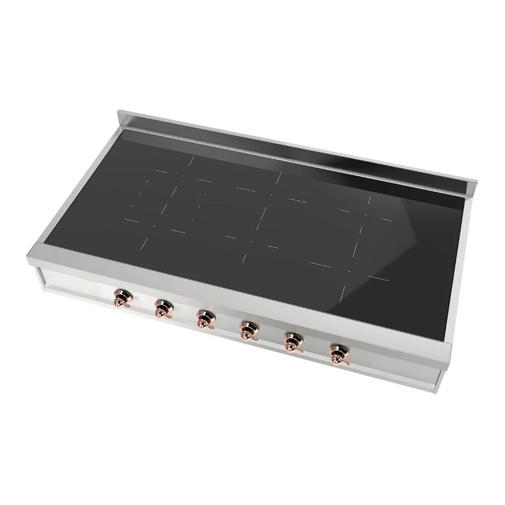 ILVE UHCPI486NSSP Nostalgie II 48 inch Built-In Induction Rangetop with 6 Elements, Stainless Steel (Copper)