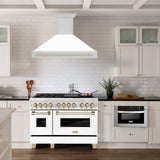 ZLINE 48 in. Autograph Edition Stainless Steel Range Hood with White Matte Shell and Handle (8654STZ-WM48) [Color: Gold]