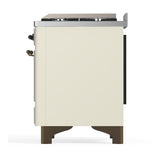 ILVE UM60FSNR3AWB Majestic III 60 inch Dual Fuel Range with 7 Burners, Griddle and French Top, Dual Function Burner with up to 25,000 BTU (Natural Gas, Triple Glass Door, Antique White, Burnished)