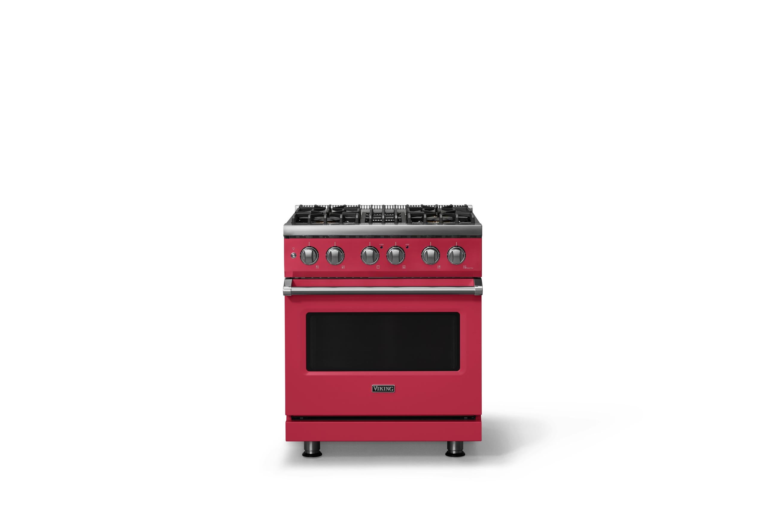 30"W. Dual Fuel Range (Finish: Valentine, Trim: Polished Chrome, Fuel: Natural Gas)