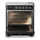 ILVE UMIB30QNR3BKC Majestic III 30 inch Induction Range with 4 Elements, 4 cu. ft. Oven Capacity (Solid Door, Glossy Black, Chrome)