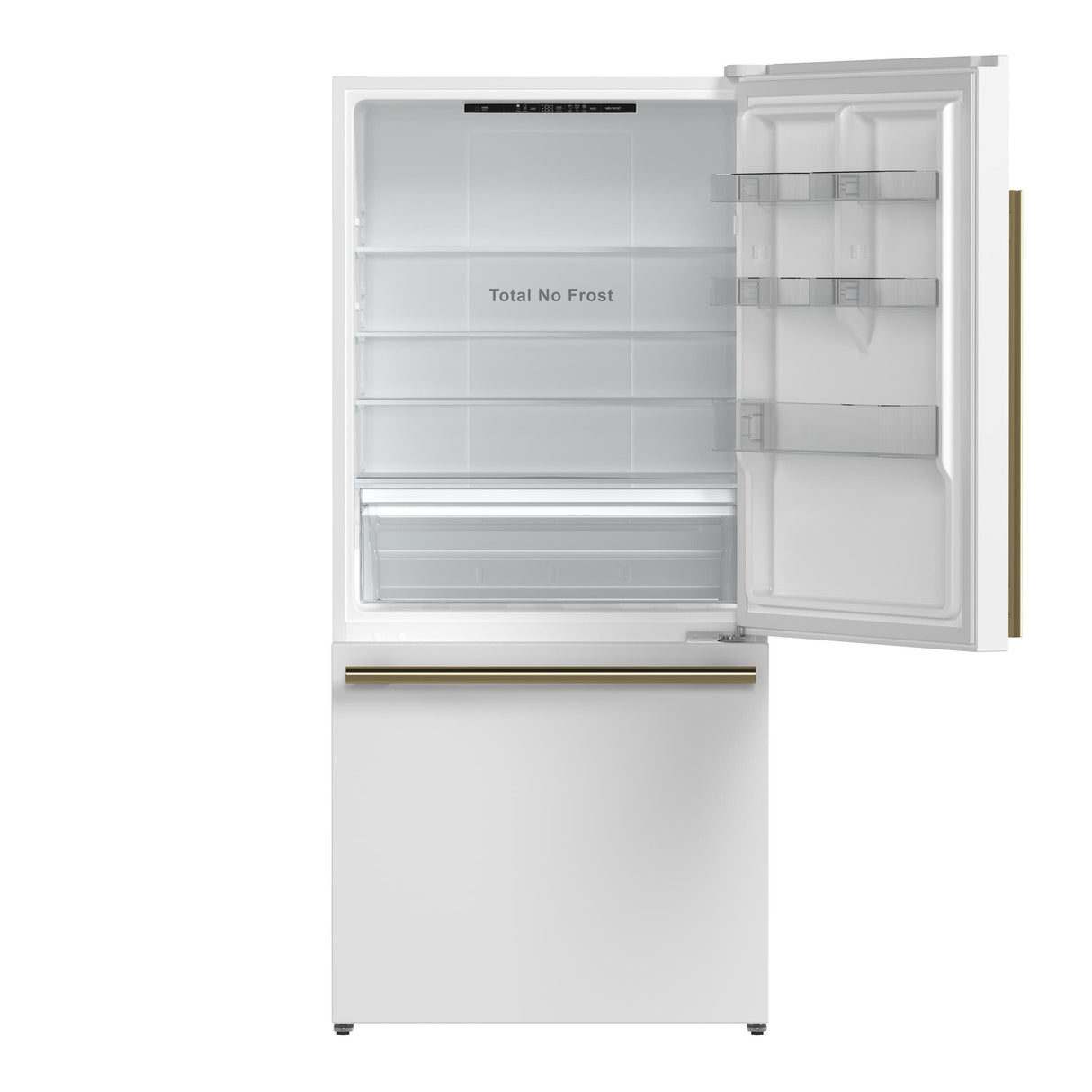 Forno Milano 2-Piece 62-Inch Freestanding Dual Bottom Freezer Refrigerator, White - 34.4 cu.ft, Touch Control, Ice Maker