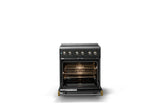 30"W. Electric Range (Finish: Antique Bronze, Trim: Brushed Brass)