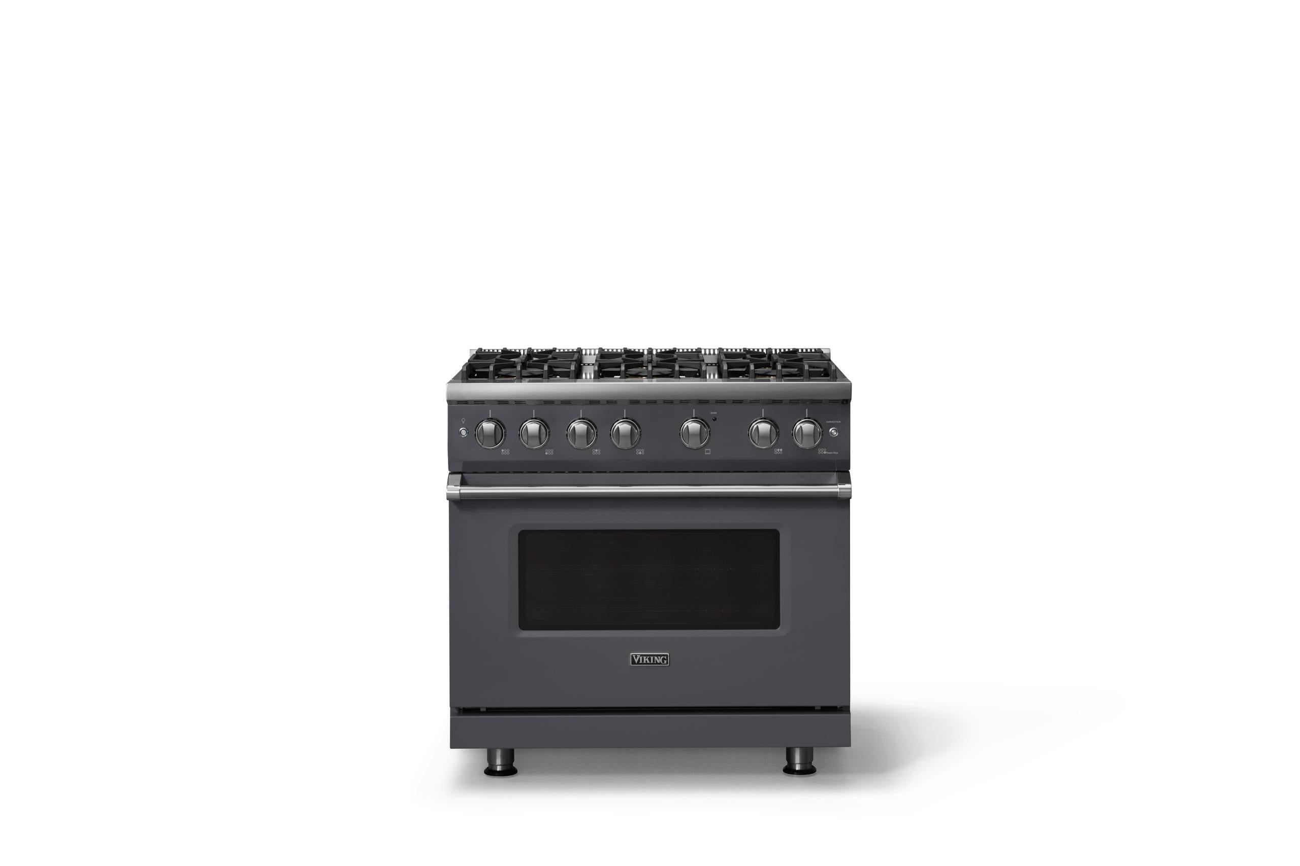 36"W. Sealed Burner Gas Range (Burner: 6b, Finish: Cast Black, Trim: Polished Chrome, Fuel: Natural Gas)