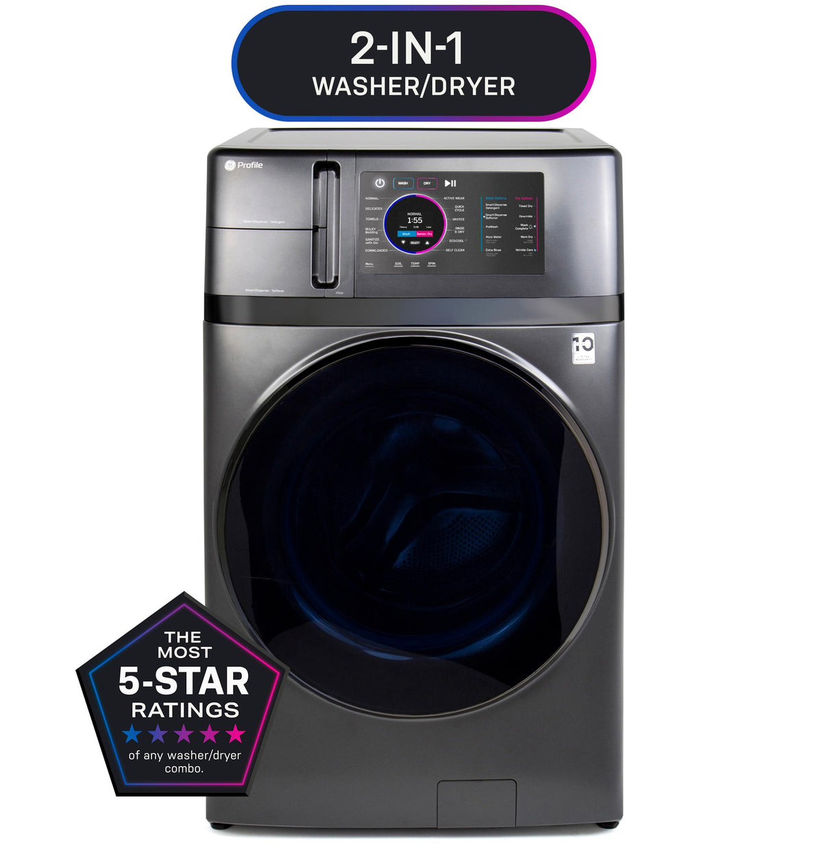 GE Profile ENERGY STAR 4.8 cu. ft. Capacity UltraFast Combo with Ventless Inverter Heat Pump Technology Washer/Dryer