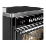 ILVE UMIB36NR3BKC Majestic III 36 inch Induction Range with 6 Elements, 3.5 cu. ft. Total Oven Capacity (Triple Glass Door, Glossy Black, Chrome)