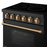 30 Inch Professional Electric Range With Precision Knob Control In Black and Bronze  Gordon Ramsay Series