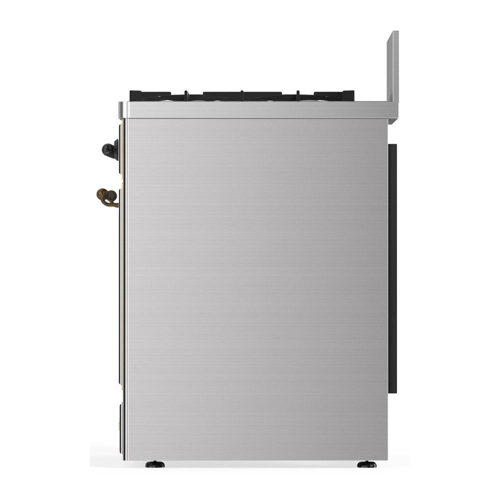 ILVE UM30QNR3SSB Majestic III 30 inch Dual Fuel Range with 5 Black Brass Burners, Dual Function Burner up to 25,000 BTU (Natural Gas, Solid Door, Stainless Steel, Burnished)