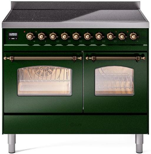 Nostalgie II 40 Inch Electric Freestanding Range in Emerald Green with Bronze Trim