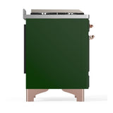 ILVE UM60FSQNR3EGP Majestic III 60 inch Dual Fuel Range with 7 Burners, Griddle and French Top, Dual Function Burner with up to 25,000 BTU (Natural Gas, Solid Door, Emerald Green, Copper)