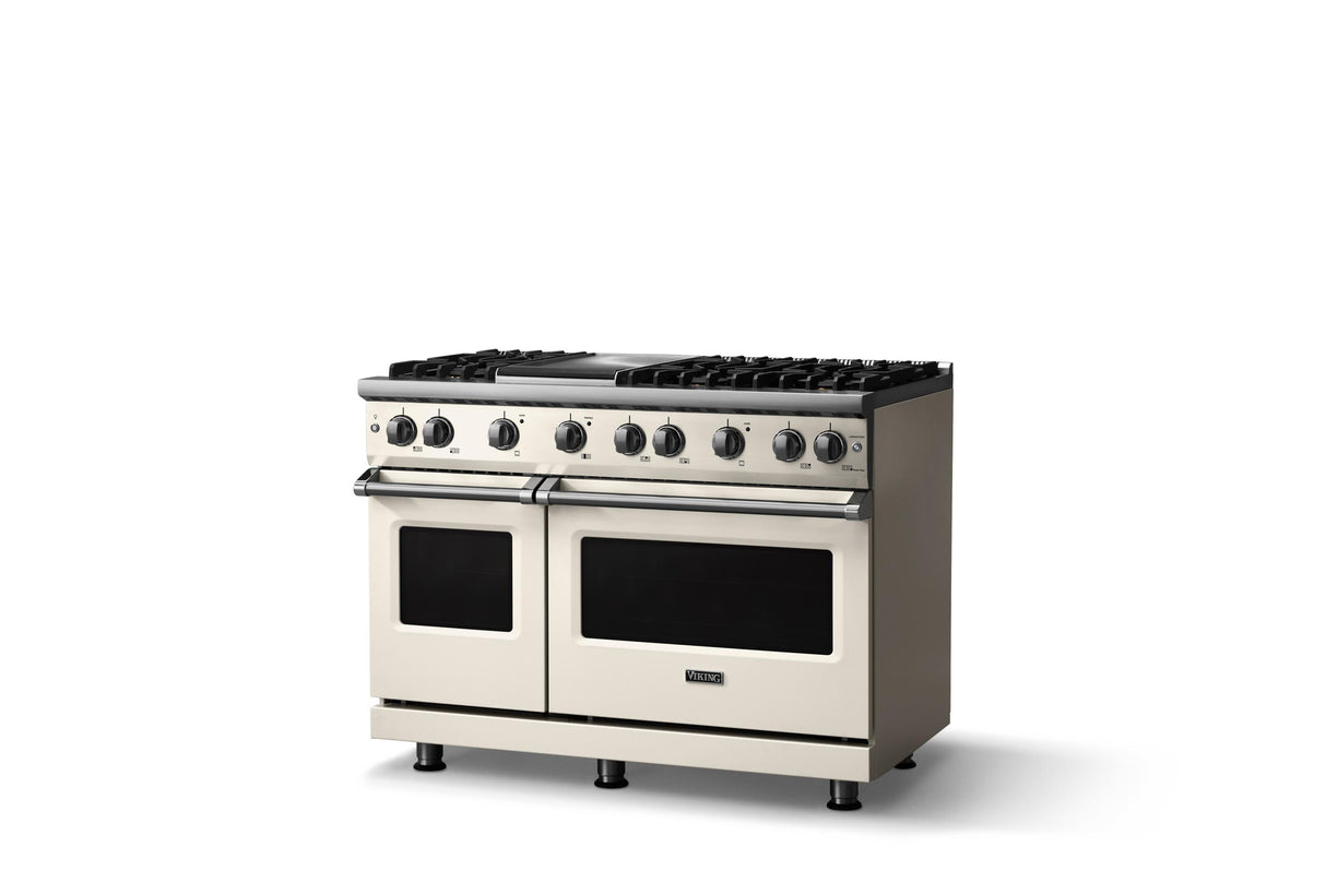 48"W. Sealed Burner Gas Range (Burner: 6g, Finish: Pure White, Trim: Polished Chrome, Fuel: Natural Gas)