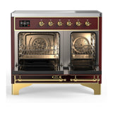 ILVE UMDIB40NR3BUG Majestic III 40 inch Induction Range with 6 Elements, 3.82 cu. ft. Total Oven Capacity (Triple Glass Door, Burgundy, Brass)