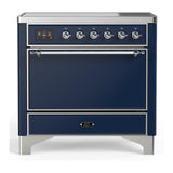 ILVE UMIB36QNR3MBC Majestic III 36 inch Induction Range with 6 Elements, 3.5 cu. ft. Total Oven Capacity (Solid Door, Midnight Blue, Chrome)