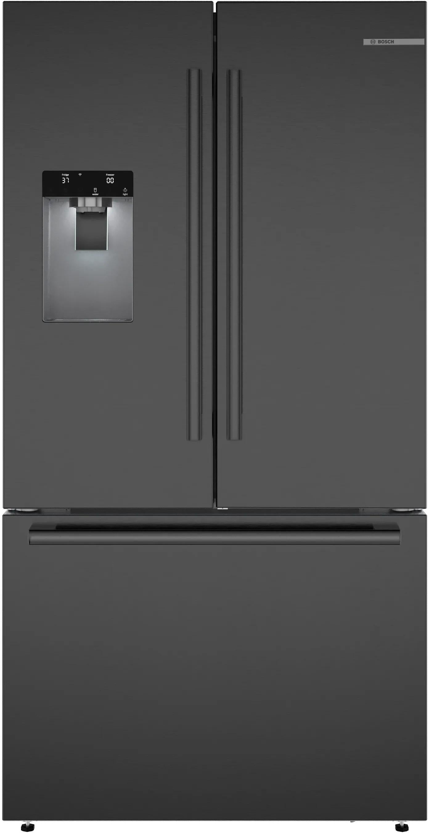500 Series French Door Bottom Mount Refrigerator 36" Black Stainless Steel, Total No Frost