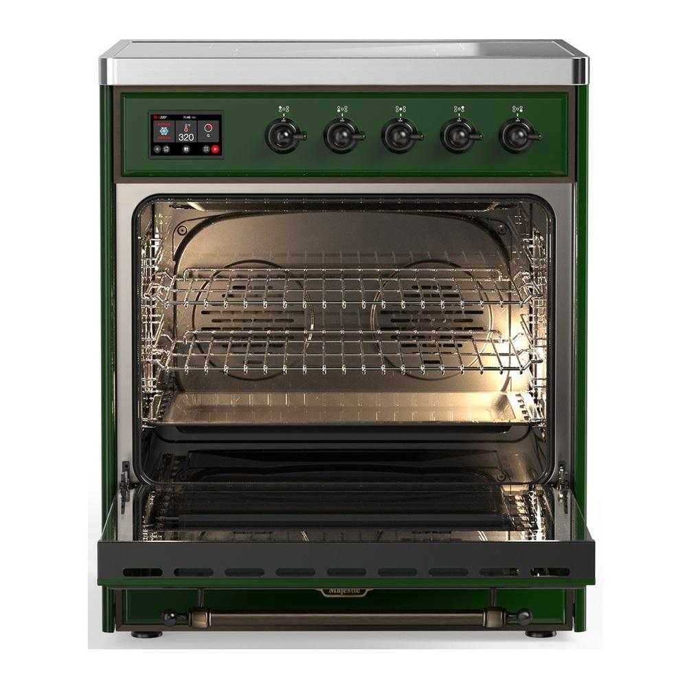 ILVE UMIB30QNR3EGB Majestic III 30 inch Induction Range with 4 Elements, 4 cu. ft. Oven Capacity (Solid Door, Emerald Green, Burnished)