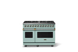 48"W. Dual Fuel Range (Burner: 8b, Finish: Splash, Trim: Brushed Brass, Fuel: Natural Gas)