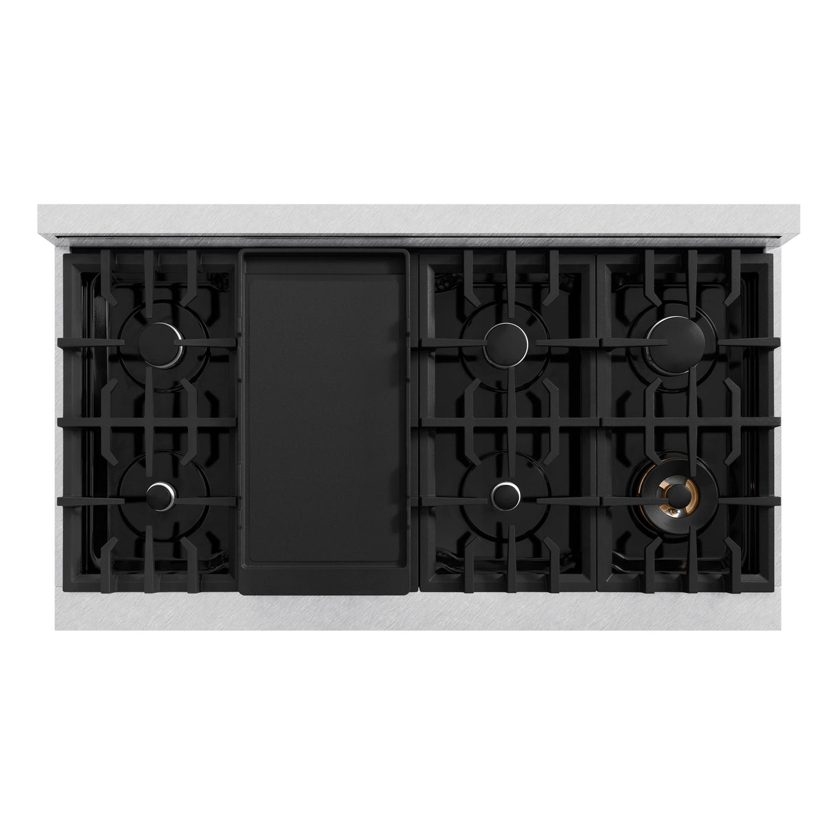 ZLINE 48 in. 6.7 cu. ft. Classic Double Oven Dual Fuel Range with 8 Burner Gas Cooktop in DuraSnow' Stainless Steel with Black Matte Doors (CDRS-BLM-48)