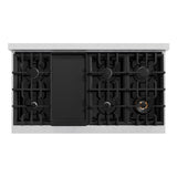 ZLINE 48 in. 6.7 cu. ft. Classic Double Oven Dual Fuel Range with 8 Burner Gas Cooktop in DuraSnow' Stainless Steel with Black Matte Doors (CDRS-BLM-48)