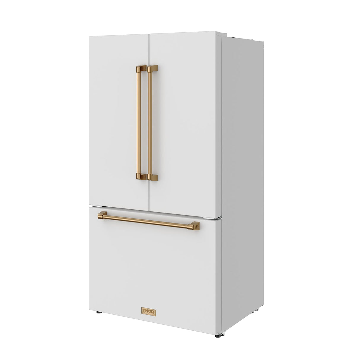 36 Inch French Door Counter Depth Refrigerator With Ice Maker - White/bronze  Gordon Ramsay Series