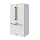 36 Inch French Door Counter Depth Refrigerator With Ice Maker - White/bronze  Gordon Ramsay Series