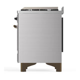 ILVE UM48FNR3SSBLP Majestic III 48 inch Dual Fuel Range with 8 Burners and Griddle, Dual Function Burner up to 25,000 BTU (Liquid Propane, Triple Glass Door, Stainless Steel, Burnished)